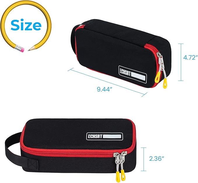 ECHSRT Large Pencil Case, Aesthetic Pen Pouch with Big Capacity, Minimalist Portable Stationery Bag with Handle for Office Organizer Aesthetic Pencil Cases