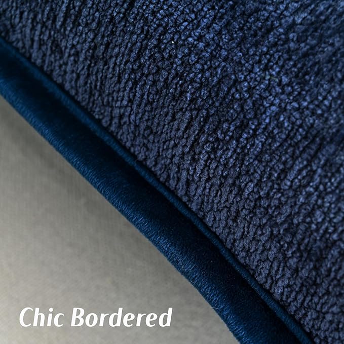 FUTEI Navy Blue Chenille Throw Pillow Covers 18x18 Inch Set of 2,Soft Cozy Bound Edge Design Cushion Case,Home Decor for Couch Bed Living Room