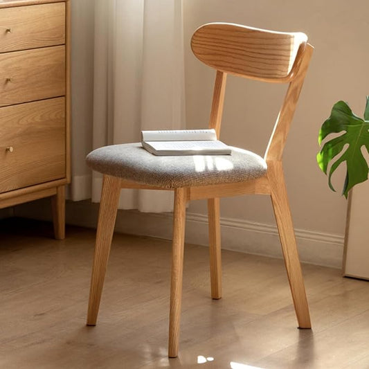 100% Solid Oak Wood Dining Chairs,Mid Century Modern Dining Chairs with Upholstered Cushion,Kitchen,Dining Room Chairs Set of 1/2/4 (1, Original Color Grey Upholstery)