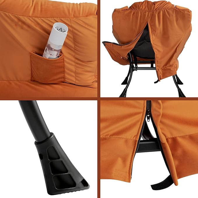 HollyHOME Modern Fabric Large Lazy Chair, Accent Oversized Comfy Reading Chair, Thick Padded Cozy Lounge Chair with Armrest, Leisure Sofa Chair for Living Room, Bedroom, Dorm, Reddish Brown