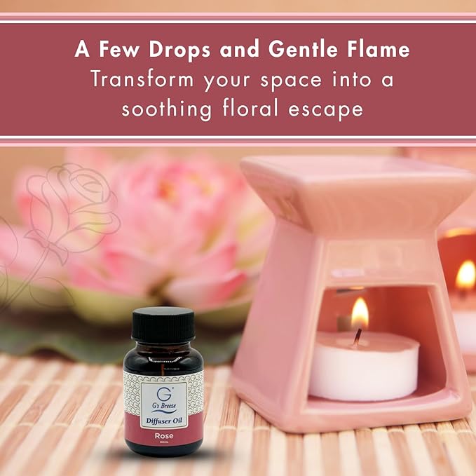 G's Breeze Rose Diffuser Oil Refill - Enchanting Aroma of Blooming Roses – Create a Romantic, Luxurious Atmosphere – Ideal for Home & Office – Long-Lasting Floral Fragrance - 60 ML