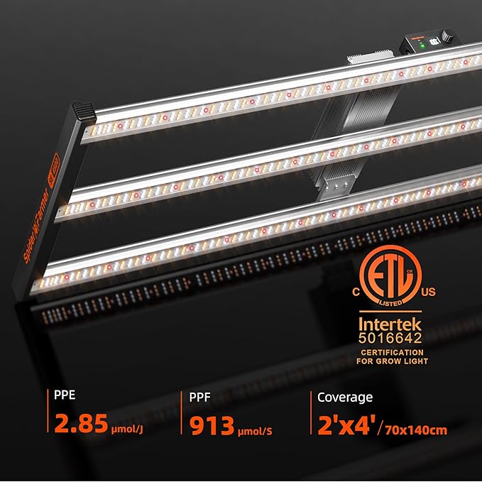 Spider Farmer SE4500 320W LED Grow Lights, Samsung LM301H EVO Diodes, 2025 Upgraded Remote App Control, 2X4ft Coverage Full Spectrum Dimmable Bar Style Growing Lamp for Indoor Plants