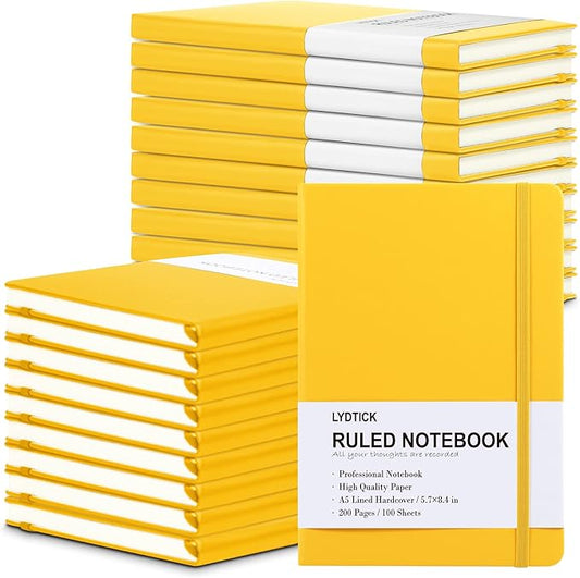 20 Pack Journals for Writing College Ruled Notebooks Journal in Bulk, Hardcover Notebooks (200Pages) for Note Talking, Lined Bullet Journals for Home School Office, 5.7"x8.4", Yellow