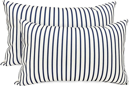 Decorative Throw Pillow Covers Set of 2 Blue Striped Pillow Covers 12x20 Inch Throw Pillow Cover Linen Pillowcase Modern Farmhouse Outdoor Pillow Covers for Couch Sofa Bed Living Room