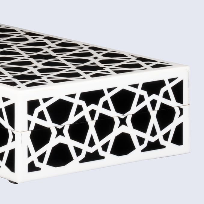 Handicrafts Home Handmade Zellij Collection Decorative Jewelry Box Organizer – Keepsakes, Trinkets, and Home Decor – Antique Coffee Table Storage, Wedding Memory Box, Farmhouse Style Decor, 10x6x2.5