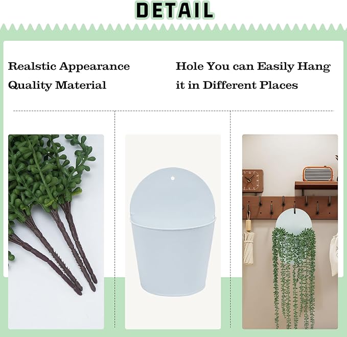 4 Pack String of Pearls Artificial Plant with Wall Planters 29.5 Inch Faux Hanging Succulents Pearl Fake Draping Plants in Pots for Home Indoor Outdoor Shelf Wall Decor