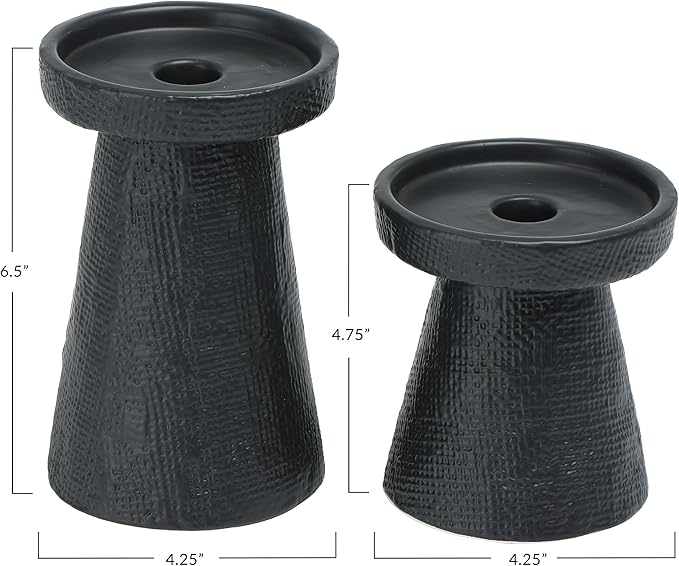 Main + Mesa Stoneware Pillar & Taper Candle Holders, Set of 2