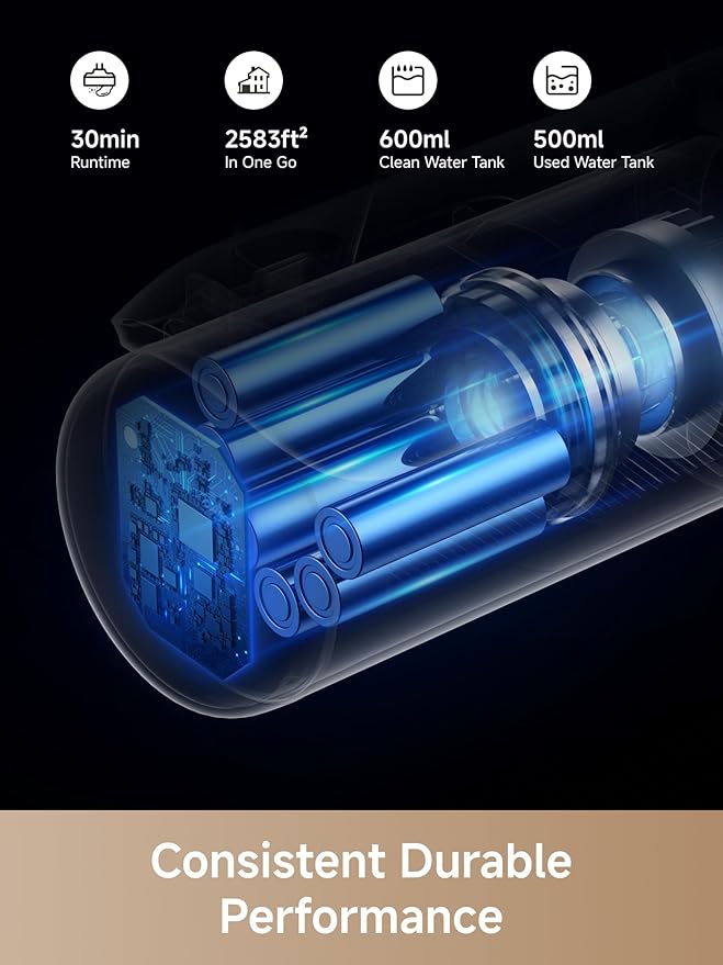 MOVA K30 SE Wet Dry Vacuum Cleaner, 180° Lie-Flat Reach Smart Vacuum Mop, 0 in Dual-Edge Cleaning, one-press self-cleaning, Lightweight, Powerful 18000Pa Suction Floor Cleaner for Hard Floors Pet Hair