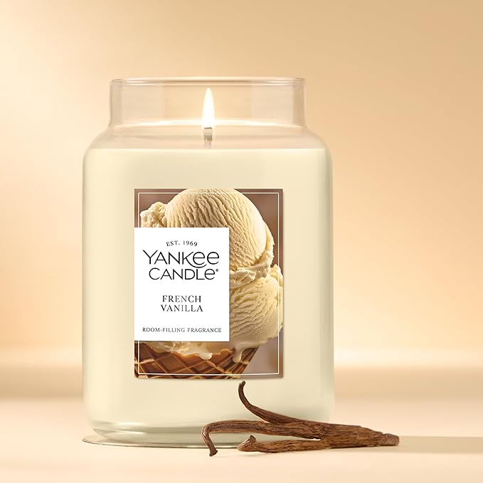 Yankee Candle French Vanilla Scented Candle, 22oz Large Jar with up to 150 Hour Burn Time, Giftable, Holidays