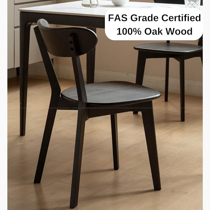100% Solid Oak Wood Dining Room Chairs - Practical Kitchen Chairs - Wood Chair for Dining Room, Kitchen (1, Black)