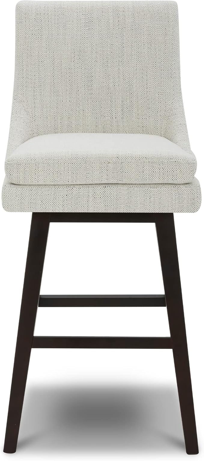 CHITA Bar Height Swivel Barstool with Back Set of 2, FSC Certified Upholstered Bar Stool, 30.7" H Seat Height, Fabric in Ivory