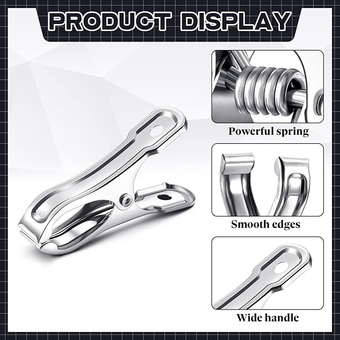 Raiten 100 Pcs Garden Clips Stainless Steel Greenhouse Clamps Heavy Duty Clips Have a Strong Grip to Hold Down The Shade Cloth or Plant Cover on Garden Hoops or Greenhouse Hoops and Netting Holding