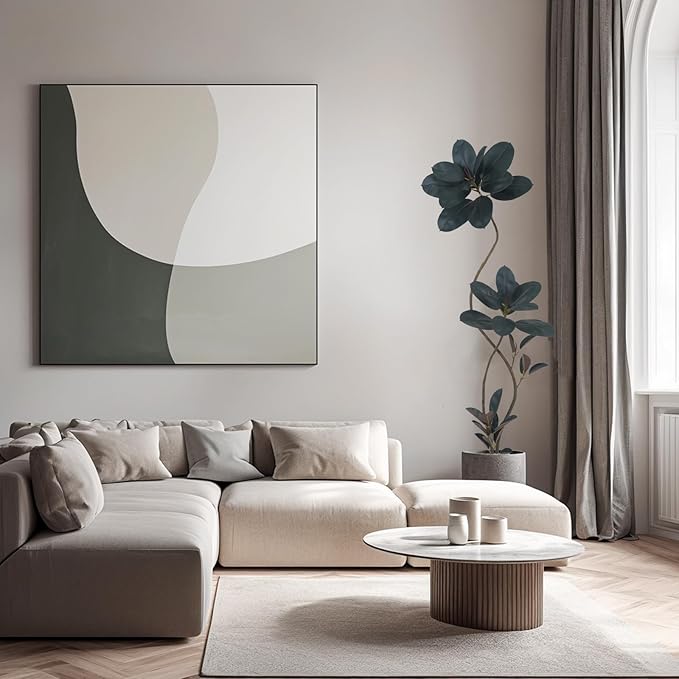 Artificial Rubber Tree Plant, 72 Inch Indoor Tree, Green with Round Planter, All Season Home Decor (Black, 6ft)