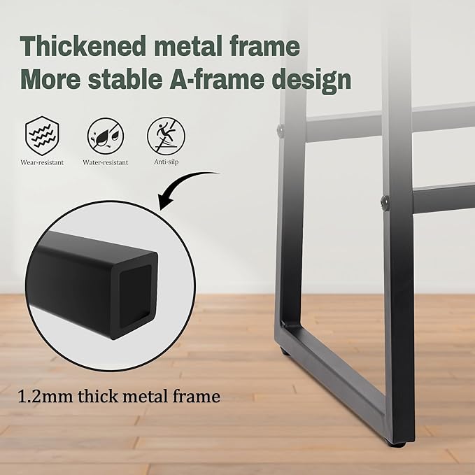 Modern Bar Stools Set of 2 for Kitchen Counter 24 inch Counter Height Backless Barstools with Upholstered Faux Leather Saddle Seat and Metal Frame Industrial Bar Chairs, Dark Green