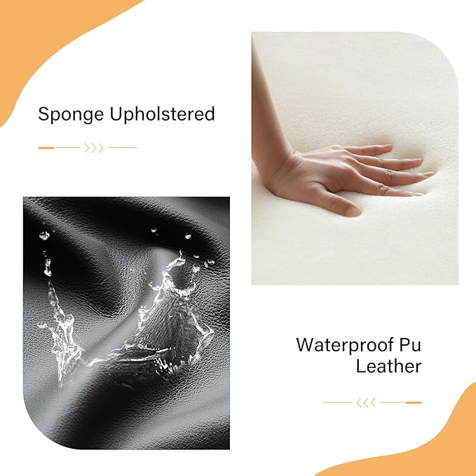 Mid Century Modern Bar Stools Set of 1, 29.5'' Bar Height Swivel Stools with Bentwood Legs, Faux Leather Upholstered Bar Chairs with Footrest for Kitchen Island & Countertops, Black