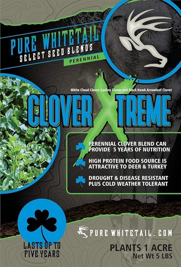 Clover Xtreme | Select Seed Blends | Whitetail Deer & Turkey Perennial Clover Seed Blend | Clover Food Plot Seeds for Deer | Plants 1 Acre | 5 lb Bag