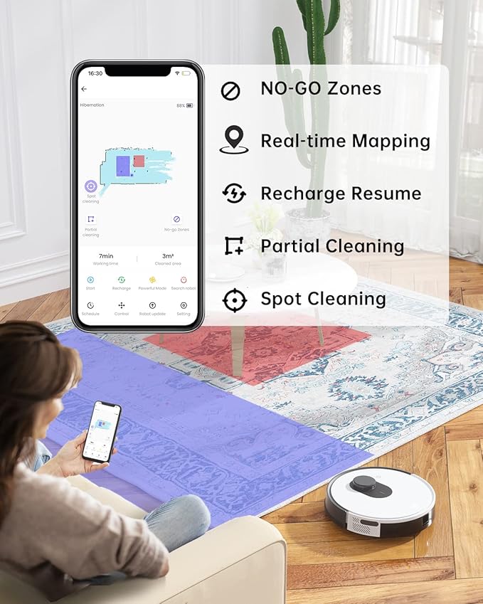 OKP Life Lidar Robot Vacuum Cleaner 4000Pa Suction Power, No-Go Zone, LiDAR Navigation, Smart Mapping Home Robotic Vacuum, Self-Charging, Wi-Fi/APP/Alexa Control, for Pet Hair, Carpet, Hard Floor