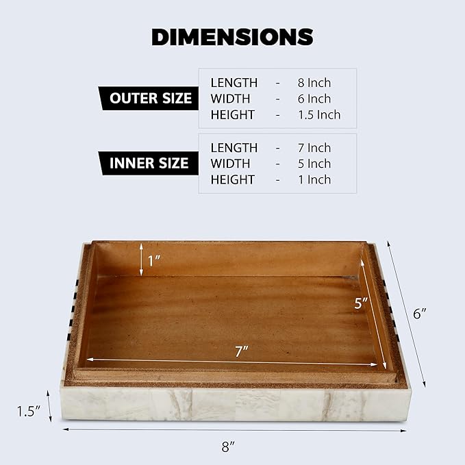 Handicrafts Home Handmade Mono Collection Decorative Jewelry Box Organizer – Keepsakes, Trinkets, and Home Decor – Antique Coffee Table Storage, Memory Box, Farmhouse Style Decor Sprint, 8x6x1.5