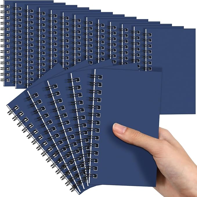 Jutom 18 Pcs Small Spiral Notebooks Memo Pads 3x5 Bulk Small Pocket Notebooks Mini Notepads with Lined Pages Small Journals for Office School Work Writing Supplies,120 Pages (Dark Blue)
