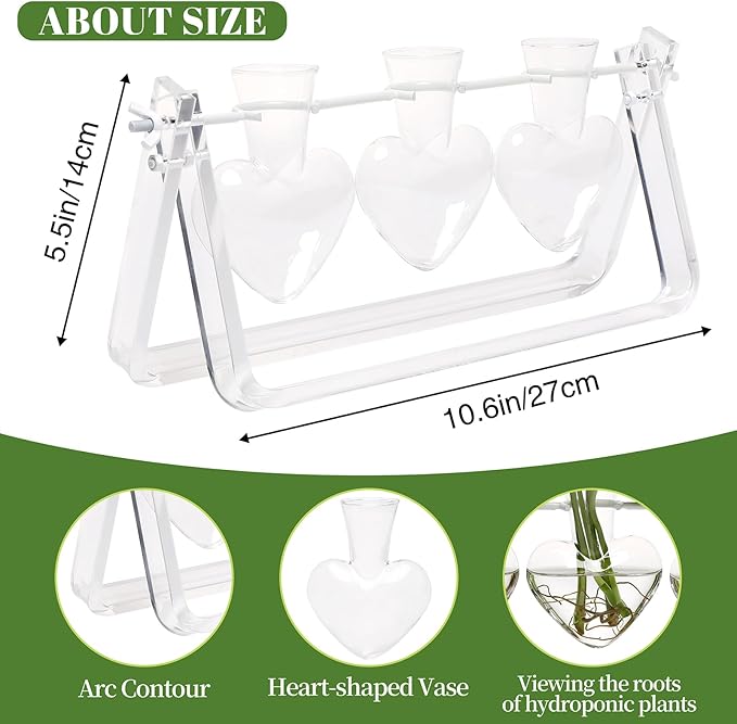 Clear Plant Terrarium Propagation Stations with Acrylic Stand Birthday Gifts for Women Office Home Decor