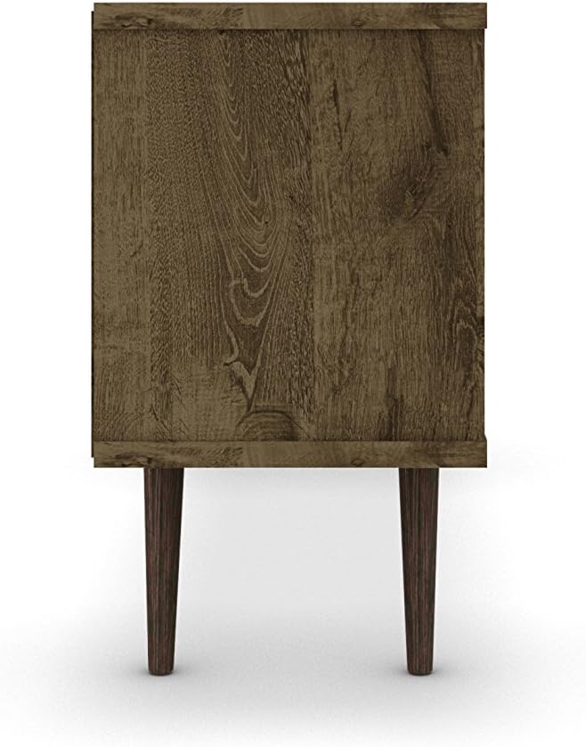 Manhattan Comfort Liberty Mid Century Modern TV Stand for Televisions up to 50 Inches, Bedroom and Living Room Entertainment Center with Storage, Shelves, and Cabinet, 53" Wide, Rustic Brown/White