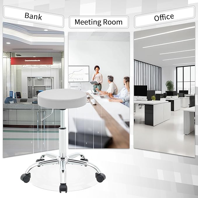 Drafting Stool, Adjustable Office Chair 19.5"-26.6", Gray Work Stools with Wheels (Gray)