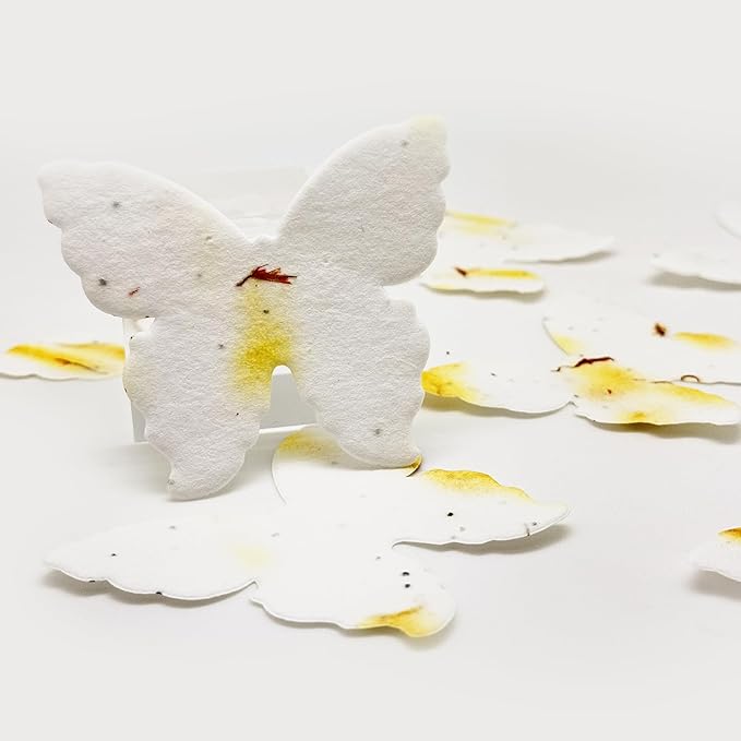 50 pcs Large Seed Paper – Yellow Plantable Wildflower Butterflies for Bridal Shower, Wedding Gift, Birthday, Mother's Day & Other Milestone Celebrations