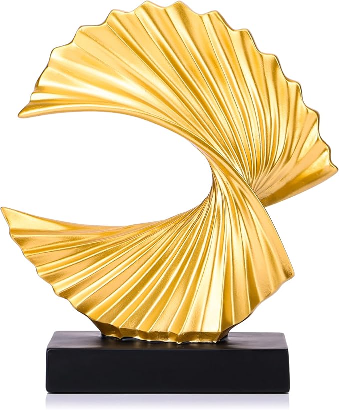 Gold Wave Sculpture,Modern Ocean Wave Home décor Accents Ornament,Resin Art Statue Home Decor Aesthetic,Shelf Decor,Coffee Table Decor Tv Stand Decor Adornos para Sala Modernos
