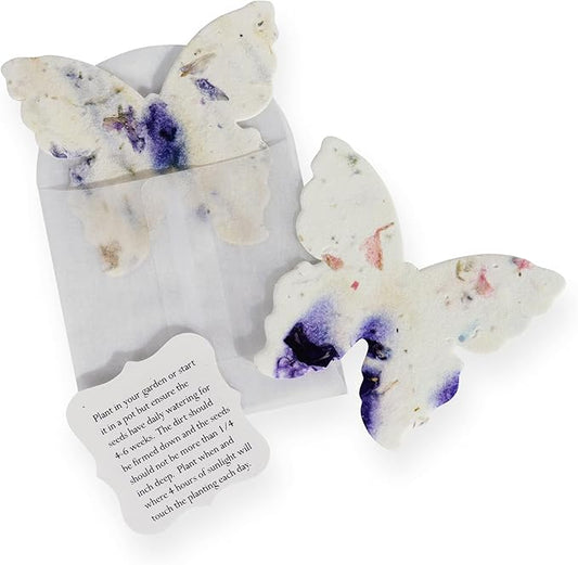 Set of 24 Purple Butterfly – Plantable Seed Paper Embedded with Wildflower Seeds for Bridal Shower, Wedding Gift, Birthday, & Other Milestone Celebrations