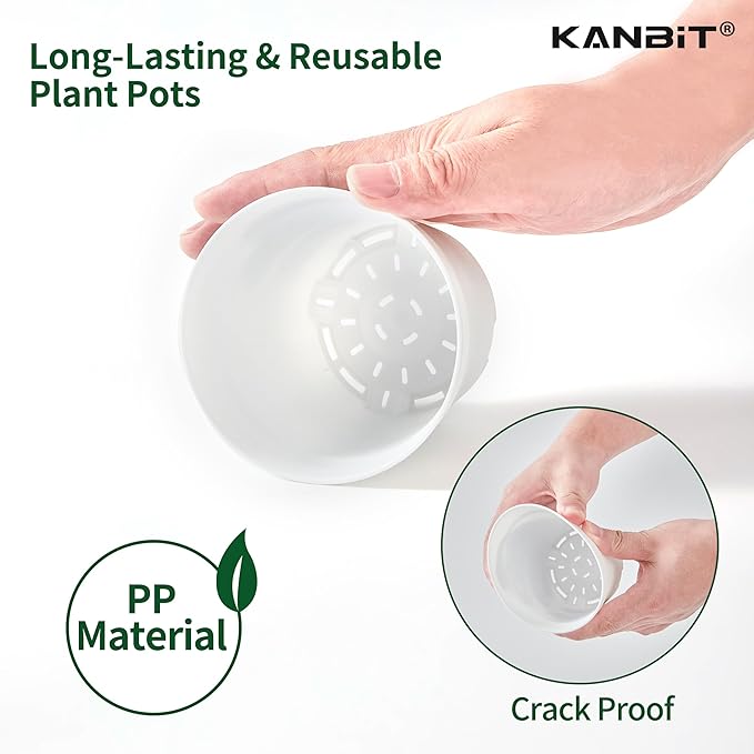 14 Pack 4 Inch Plant Pots, Small Plastic Flower Pots with Drainages and Saucers, Easy Plant Stackable & Reusable Nursery Decorative Garden Planters Pots for Home Indoor or Outdoor Plants, White