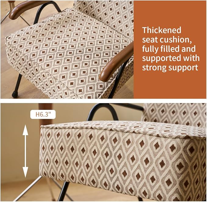 MFFM Fabric Armchair, Modern Accent Chair High Back, Living Room Chairs with Metal Legs and Soft Padded, Sofa Chairs for Home Office,Bedroom,Dining Room (Pattern)