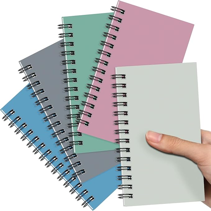 Jutom 5 Pcs Small Spiral Notebooks Memo Pads 3x5 Bulk Small Pocket Notebooks Mini Notepads with Lined Pages Small Journals for Office School Work Writing Supplies,120 Pages (Morandi Color)
