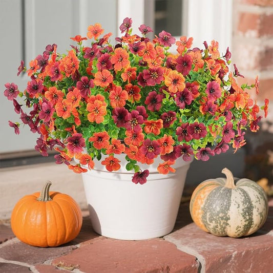 12 Bundles Artificial Flowers Plants for Outdoor Indoor Fall Home Decor, Faux Flower Daisy with Eucalyptus Leaves Plants, UV Resistant Artificial Fake Flowers for Garden Porch Patio Yard Balcony Decor