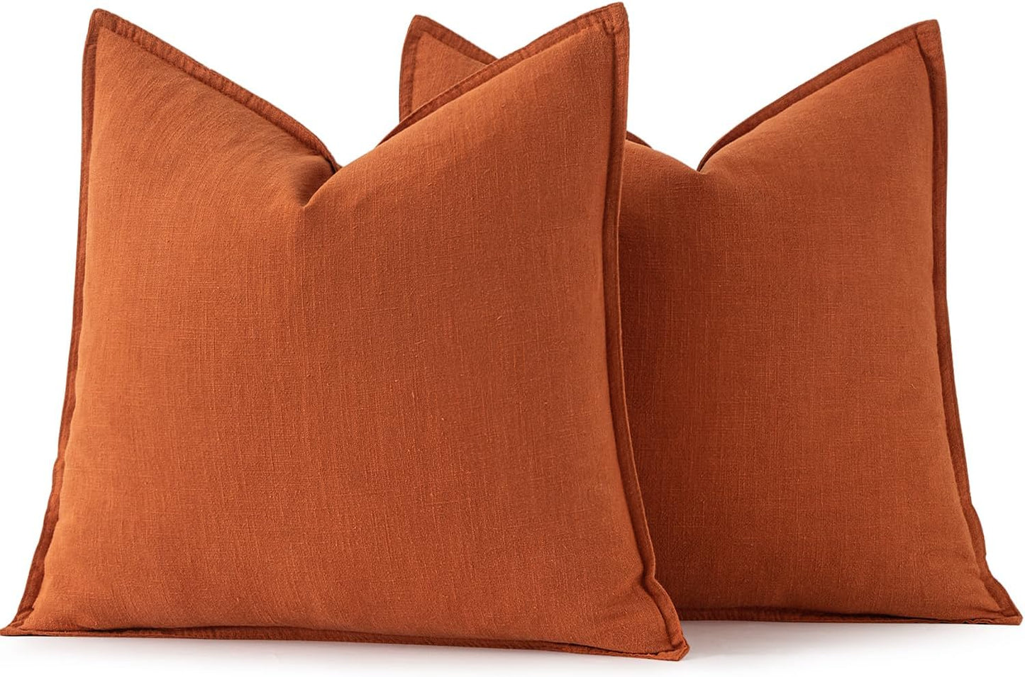 MIULEE Fall Decorative Linen Pillow Covers 16x16 Inch Burnt Orange Boho Farmhouse Neutral Couch Throw Pillows for Bed Pack of 2 Accent Modern Pillowcase Summer Sofa Livingroom Home Decor