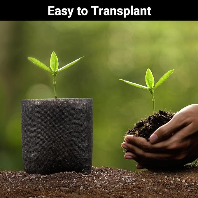 Black Plant Grow Bags, Pack of 100 7.5x7.5 Breathable Non-Woven Fabric Grow Bags for Planting Seedling Pots 1 Gallon Plant Pots