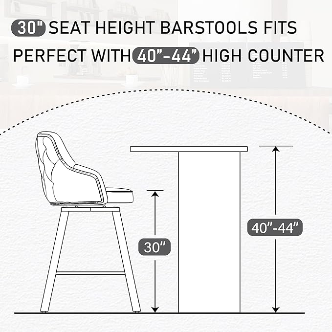 Bar Stools Set of 3, 30" Swivel Bar Height Barstools with High Back, Linen Kitchen Bar Stool Bar Height for Kitchen Island (Dark Grey, 3PCS 30" Bar Stools)