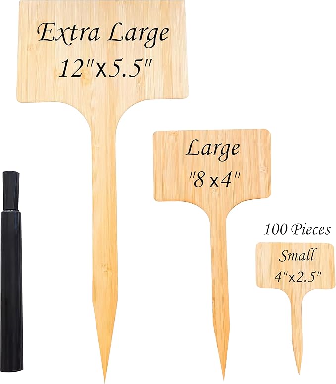 100 Pack 4.5 Inch Tall Plant Labels Garden Markers Plant Name Tags for Flowers, Herbs, Vegatables, Seeds, Bulbs Easy to See Writing Area with Full Size Marker