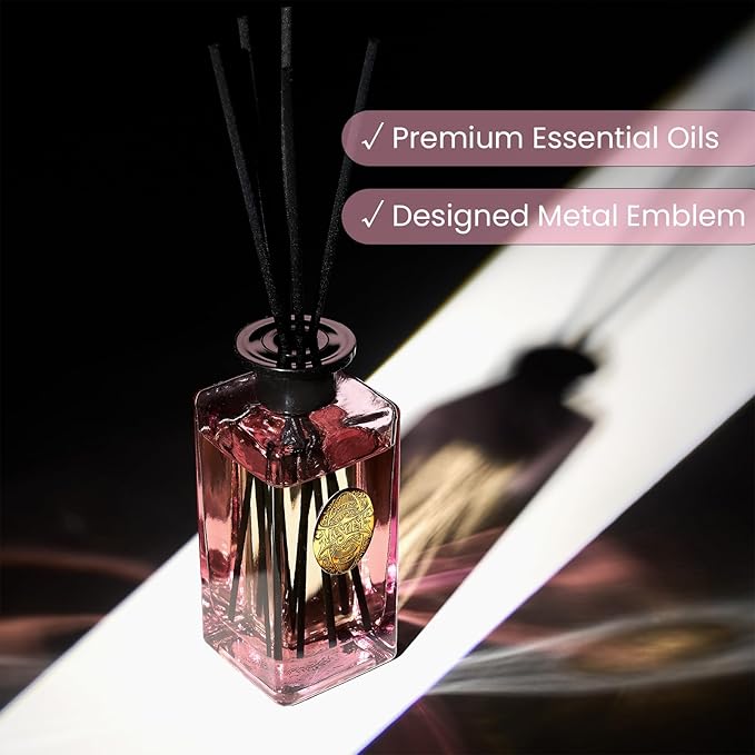 M&SENSE 10.14 oz Large Reed Diffuser Set | Ginger & Ylang Ylang Scent Oil Diffuser with Sticks | Hotel Collection Non-Toxic Essential Oil |for Bedroom Bathroom Living Room