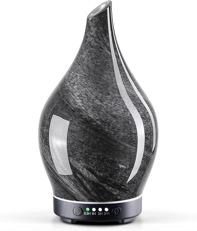 Porseme 150ml Essential Oil Diffuser Glass Color Changing Aroma Air Diffusers Aromatherapy Ultrasonic Cool Mist Humidifier 6 Running Hours Waterless Auto-Off for Sleeping Yoga Office Spa (Obsidian)