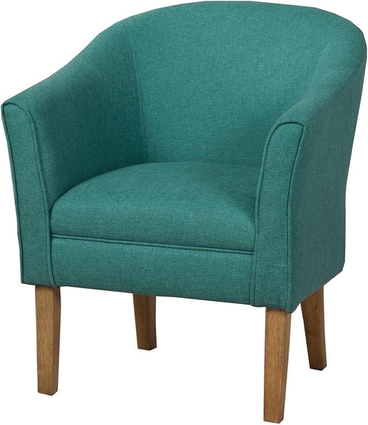 HomePop Barrel Shaped Accent Chair, Arm Rest, solid fabric and wood,Teal Medium