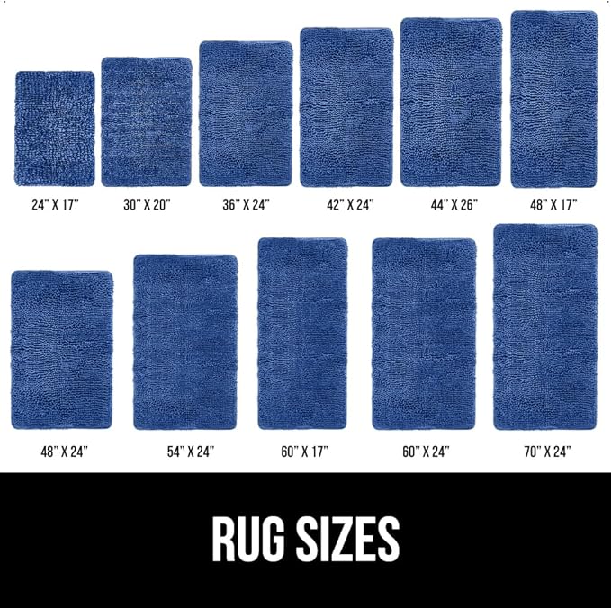 GORILLA GRIP Bath Rug Mat 30x20, Soft Absorbent Chenille, Quick Dry Microfiber Mats, Rubber Backing Washable Shower Floor Rugs, Bathmat Runner, US Designed Bathroom Home Decor Accessories Royal Blue