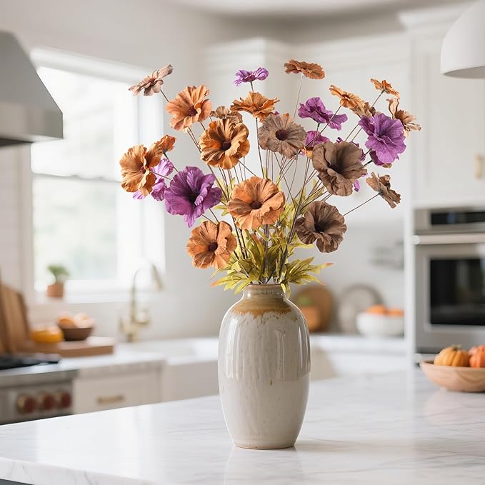 6PCS Artificial Fall Flowers Realistic Fake Flowers Bouquet Faux Autumn Flowers Arrangements for Centerpieces Table Decor Home Office Wedding Decorations