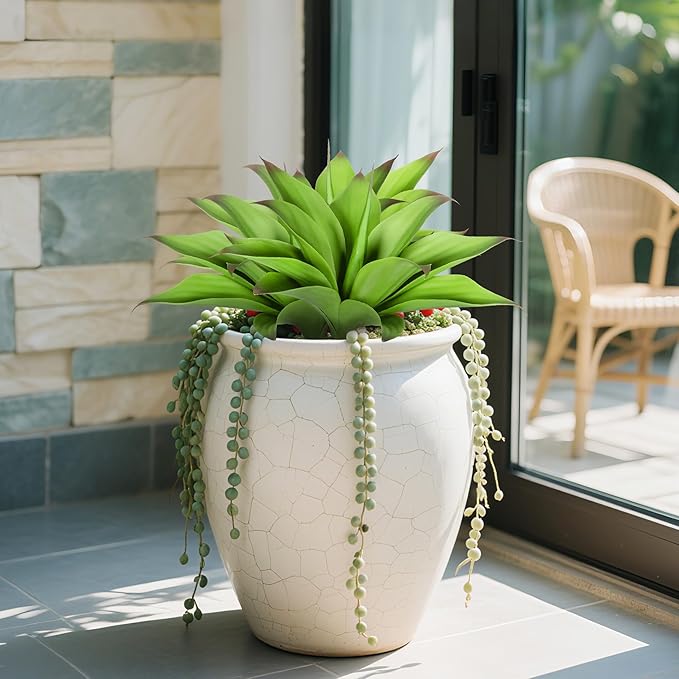 Artificial Agave Faux Agave Fake Greenery Outdoor Artificial Plant Fake Plant for Indoor Home Decoration Plastic Plant Outdoor Decoration Front Porch Decor Simulation Plants 2Pack(12In，Green)