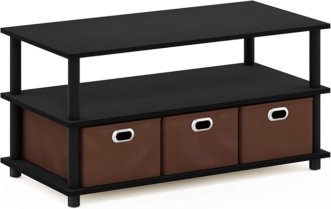 FURINNO Turn-N-Tube Coffee Table, 31.22D x 15.5W x 15.8H in, Black Oak/Black/Brown