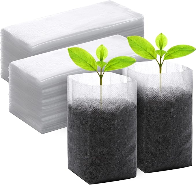 GREANER 200 PCS Nursery Bags, 5.5"x6.3" Non-Woven Fabric Seedling Bags Biodegradable for Home Garden Supply, Tree, Flower, Vegetable, Nursery Pots Container Plants Pouch