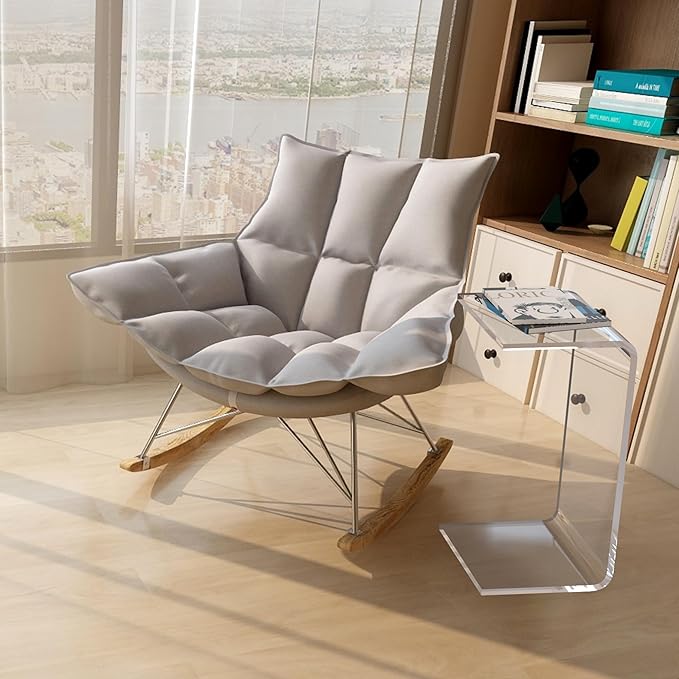 Acrylic Side Table, 24" L x 15" W x12'' H x3/5'' Thick C-Shape Clear Modern Decorative End Table, Multipurpose Coffee Table for Living Room, Bedroom and Office (1pcs)