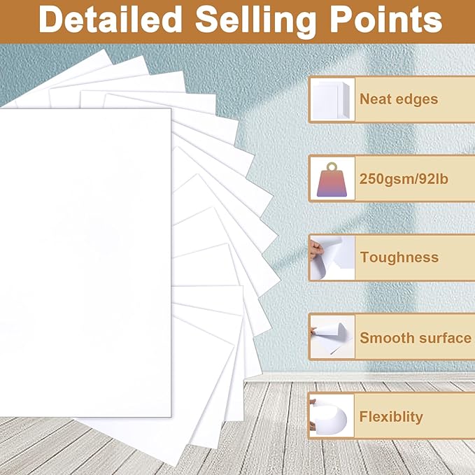 120 Sheets Bright White Cardstock 8.5 x 11 Certificate Paper, 92lb Heavyweight White Card Stock Printer Paper for DIY Cards, Business Cards, Invitations, Menus