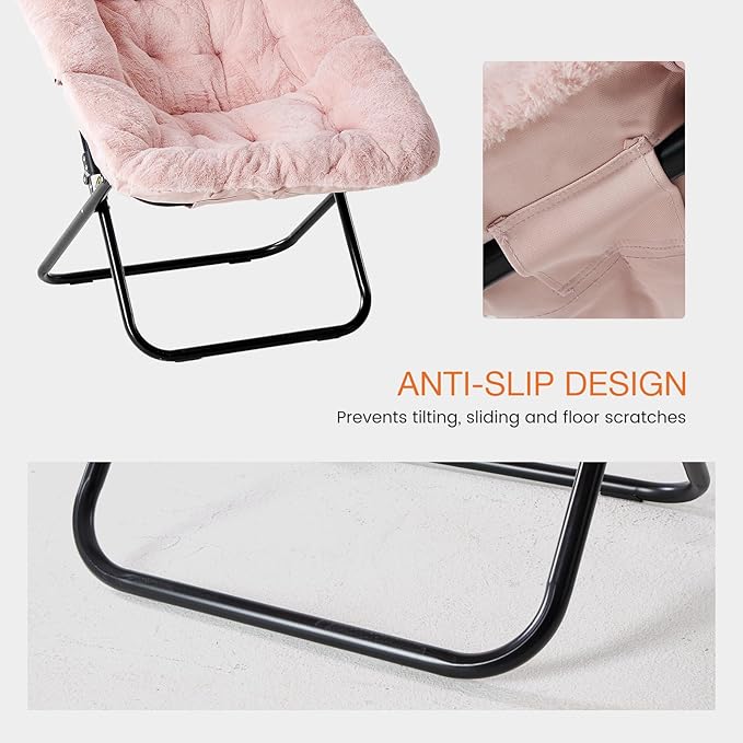 NEWBULIG Comfy Chair for Adults, Soft Faux Fur Foldable Lounge for Bedroom Living Room Dorm Rooms Flexible Reading Chair for Teens, Large Size, Square Shape