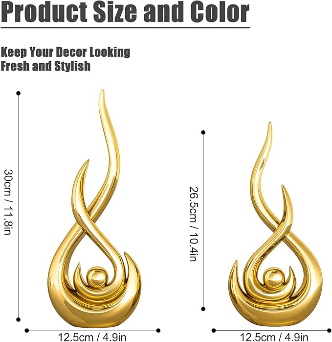 XMGZQ Modern Abstract Art Home Decor Accent,Contemporary Statues Coffee Table Decor for Living Room,Table Centerpieces for Dining Room,Ceramic Sculptures Knick Knacks for TV Stand Show Piece (Gold)