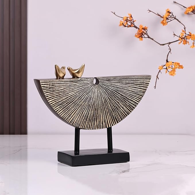 orenm Vintage Gold Home Decor Statues,Modern Abstract Sculpture Decor,Unique Line Decor for Home Interior Accent Decor Aesthetics,Living Room,Office, Coffee Table, Shelf Sculpture (Vintage Gold)